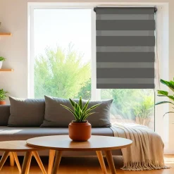 LUANCE Store enrouleur Jour/Nuit (60 x 180 cm) Gris Anthracite New