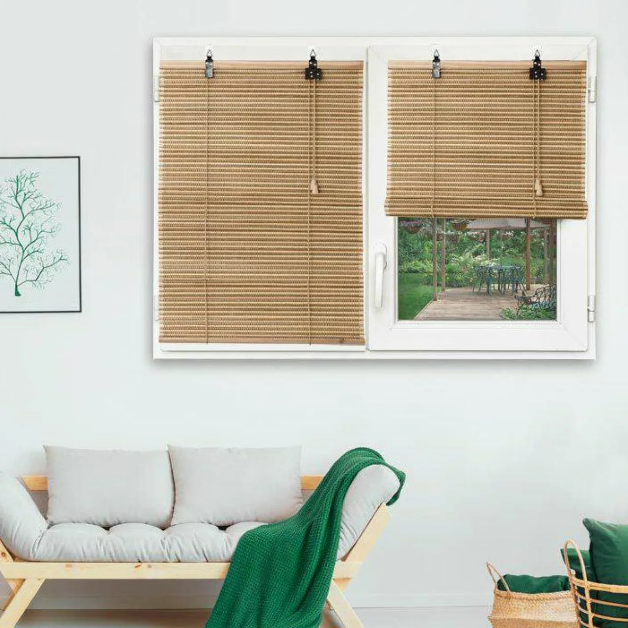 LUANCE Store enrouleur à lattes (60 x 180 cm) Bambou Beige Online