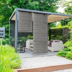 LUANCE Store enrouleur à lattes (60 x 180 cm) Bambou Gris clair et Gris foncé Hot
