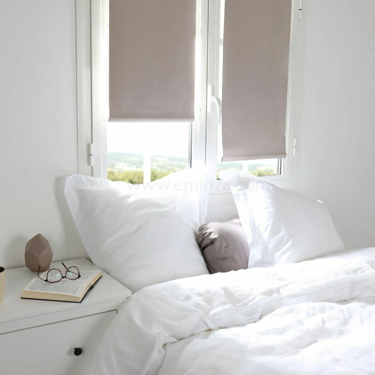 LUANCE Store enrouleur occultant Uni (45 x 180 cm) Beige Taupe Discount