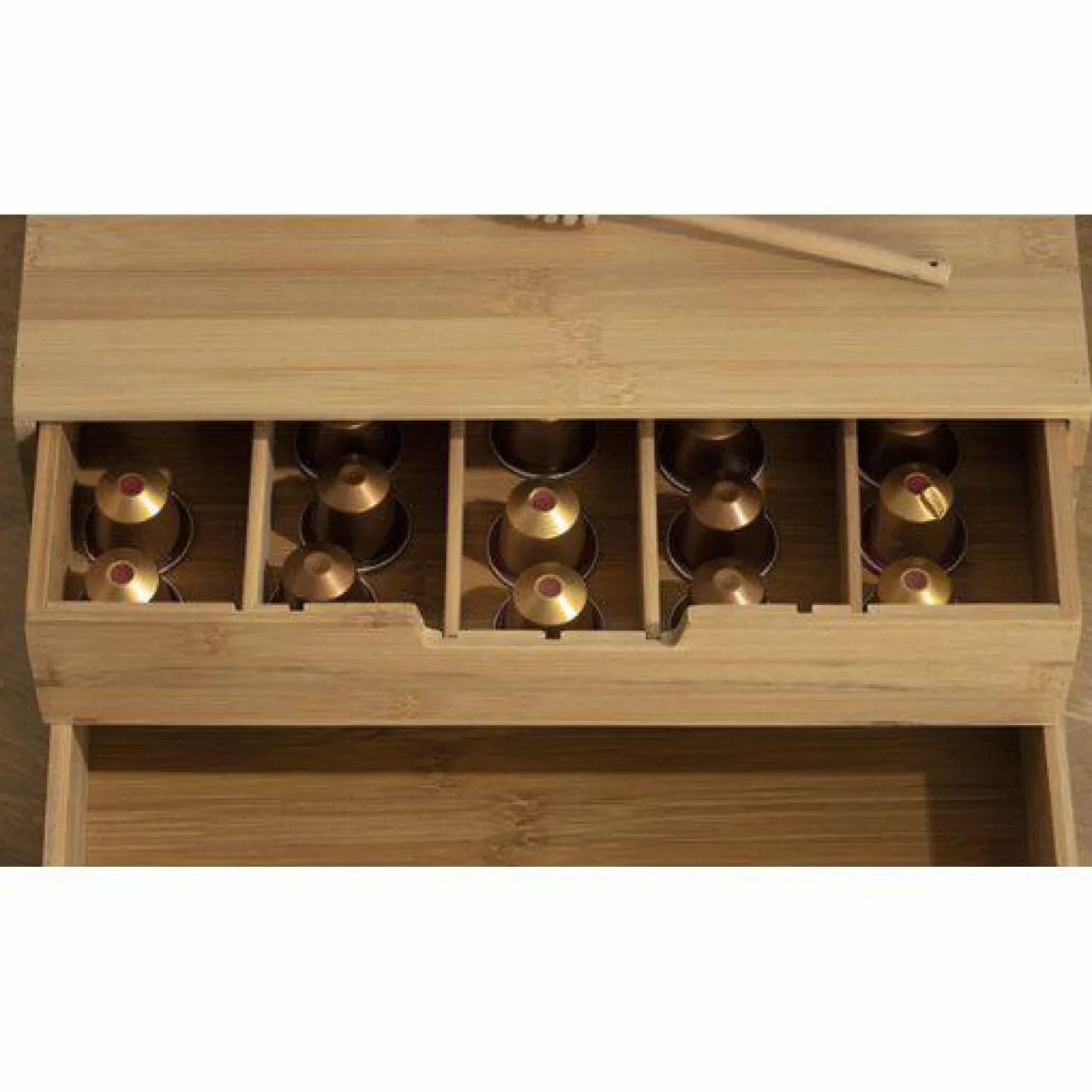 ATMOSPHERA Support à cafetière avec tiroirs range capsule (34 x H14 cm) Siao Naturel Best