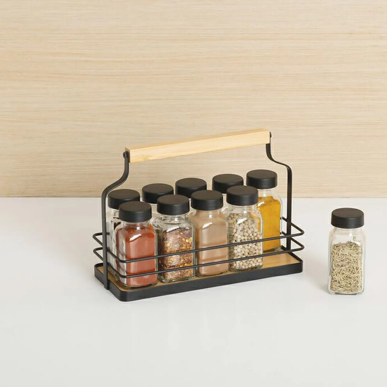 5 Five Simply Smart Support à épices 10 pots (21 x 9 x H16 cm) Easy kitchen Noir New