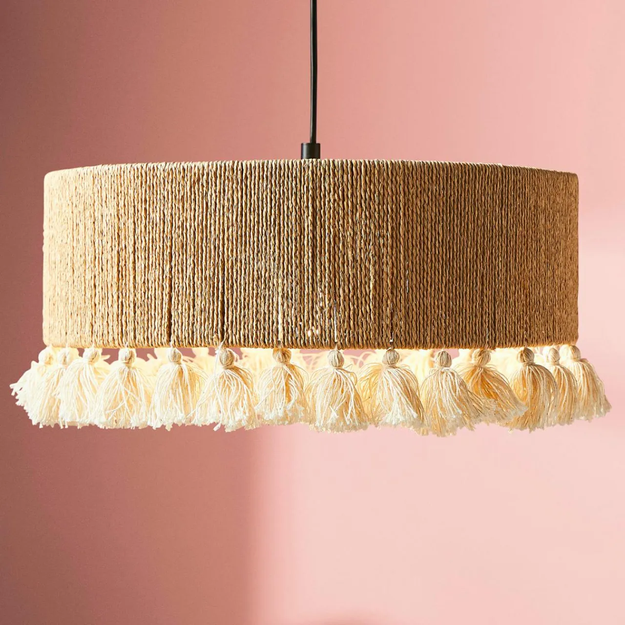 OSTARIA Suspension cercle à pompons et corde (D35 cm) Airo Naturel Outlet