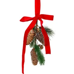 KAEMINGK Suspension décorative (H26 cm) Pomme de pin et nœud en velours Rouge