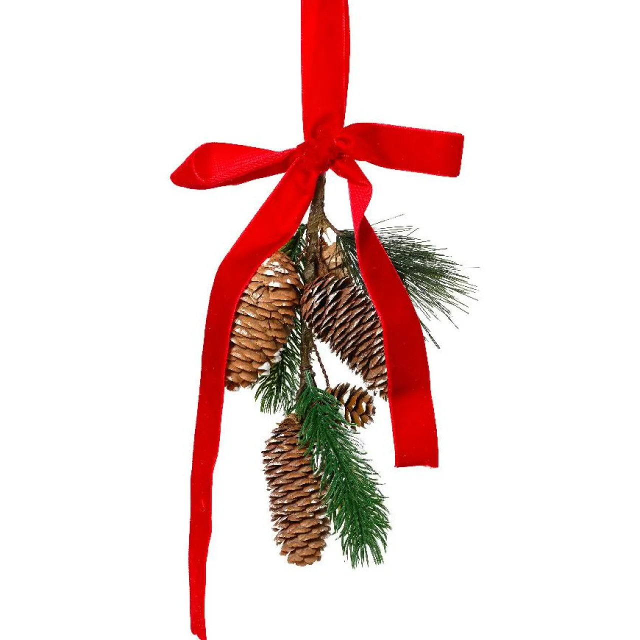 KAEMINGK Suspension décorative (H26 cm) Pomme de pin et nœud en velours Rouge