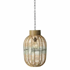 #N/A Suspension de jardin solaire résine tressée LED (D27 cm) Toscane Vert New