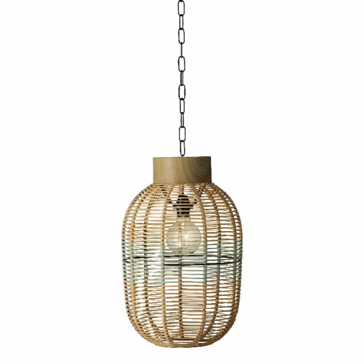 #N/A Suspension de jardin solaire résine tressée LED (D27 cm) Toscane Vert New