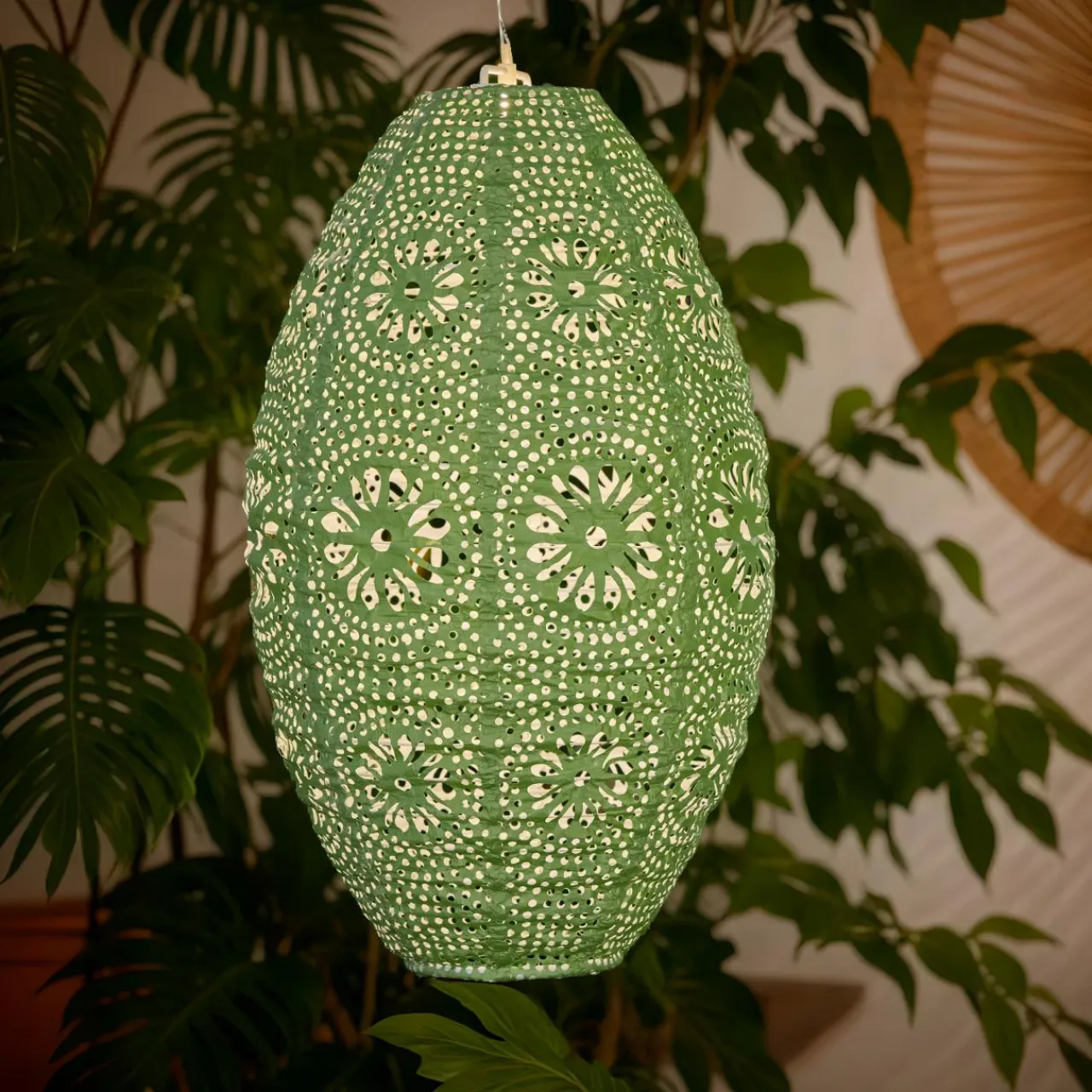 #N/A Suspension de jardin solaire (H38 cm) Lanterne ajourée e Vert Hot