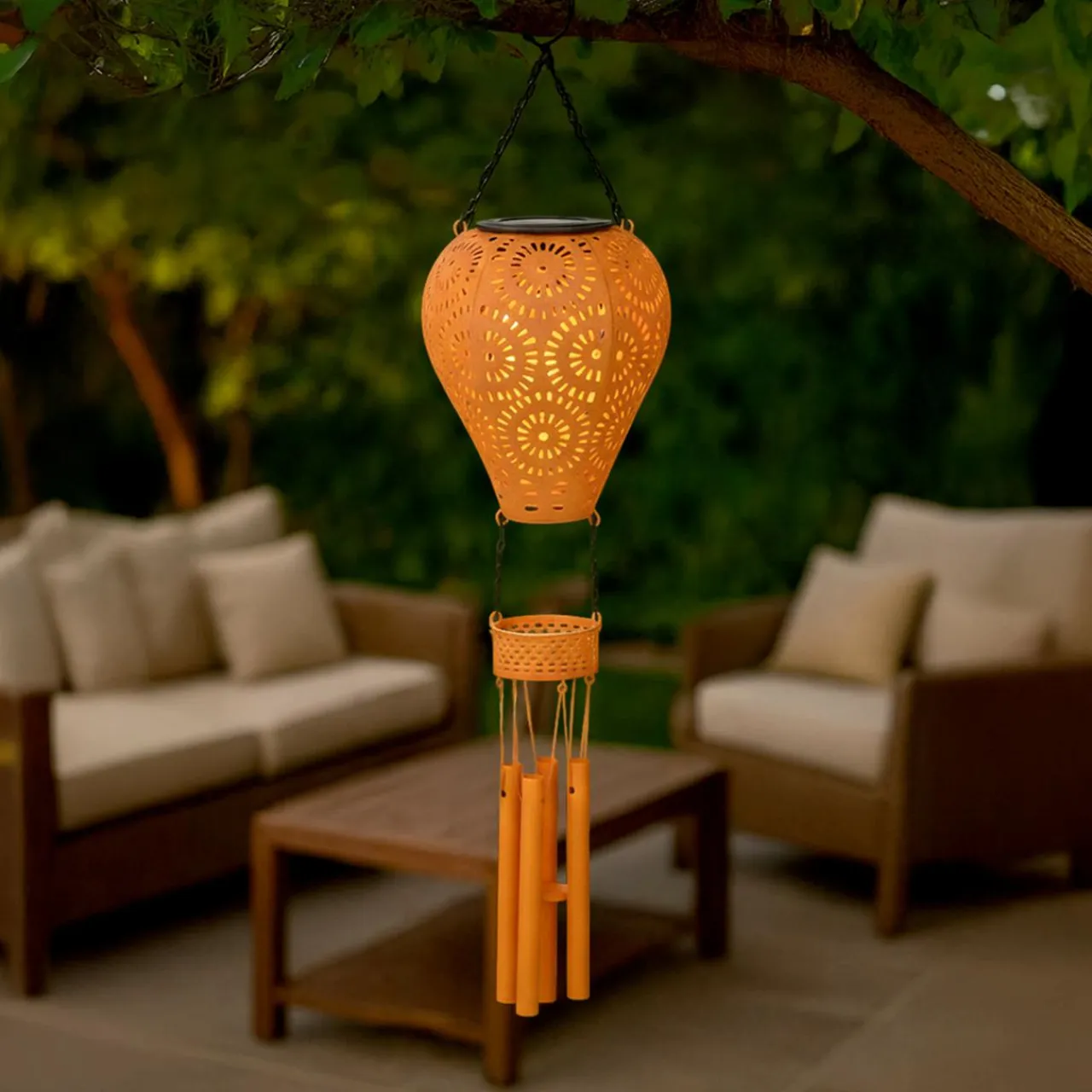 KAEMINGK Suspension de jardin solaire LED (H56 cm) Montgolfière Orange Outlet