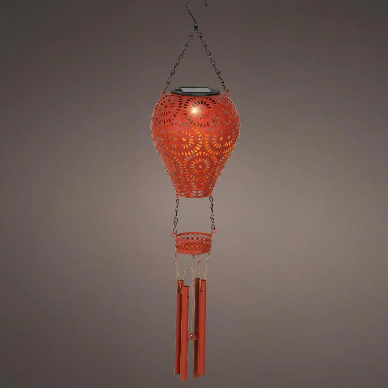 KAEMINGK Suspension de jardin solaire LED (H56 cm) Montgolfière Rouge Sale