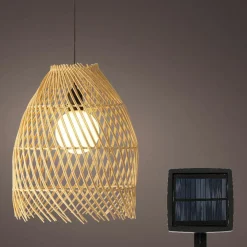 #N/A Suspension de jardin solaire LED (D28 cm) Tropical Naturel Beige