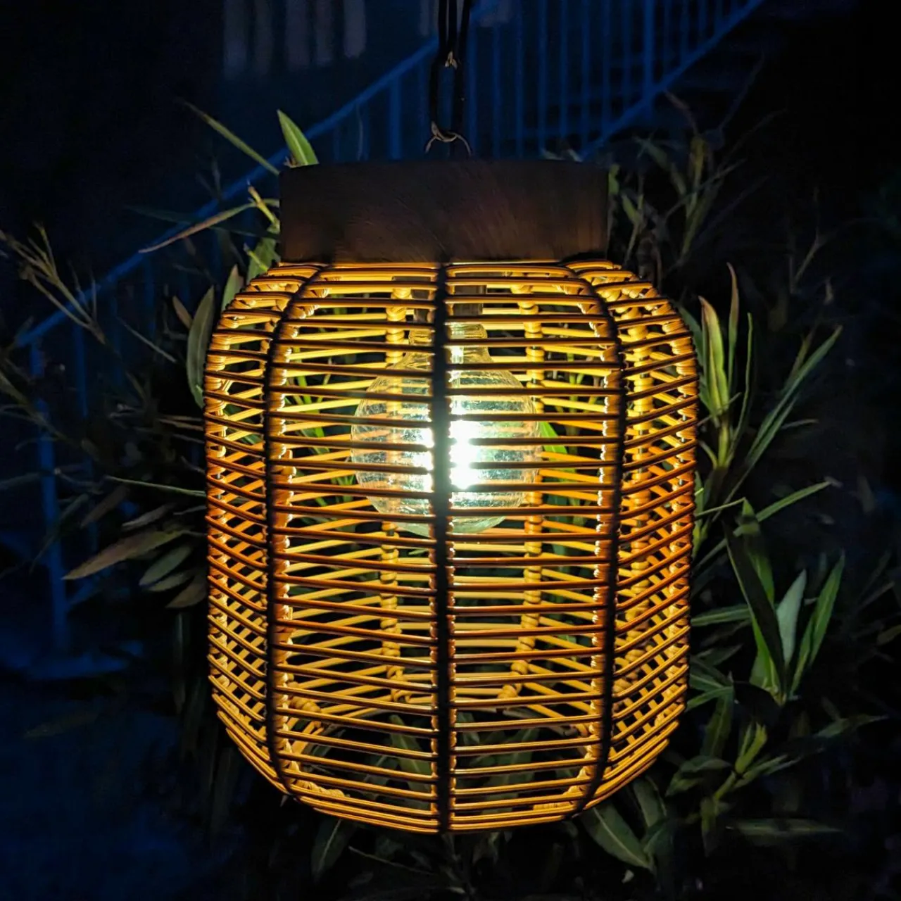 #N/A Suspension de jardin solaire résine tressée LED (D20 cm) Toscane Terracotta Orange Sale