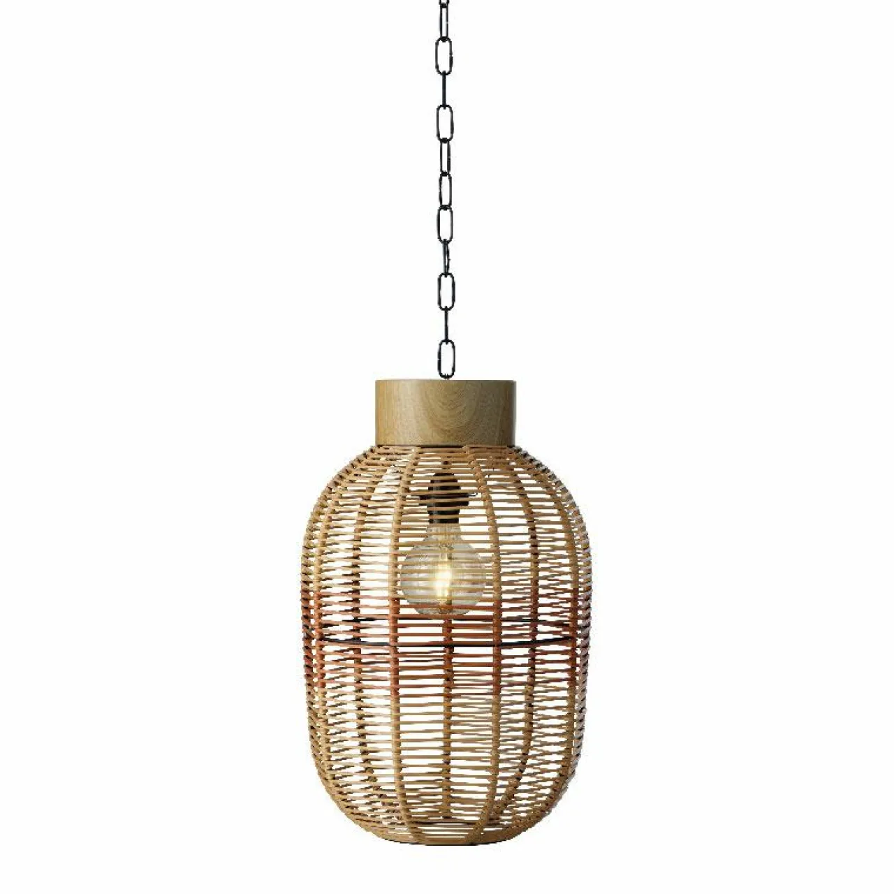 #N/A Suspension de jardin solaire résine tressée LED (D27 cm) Toscane Terracotta Orange