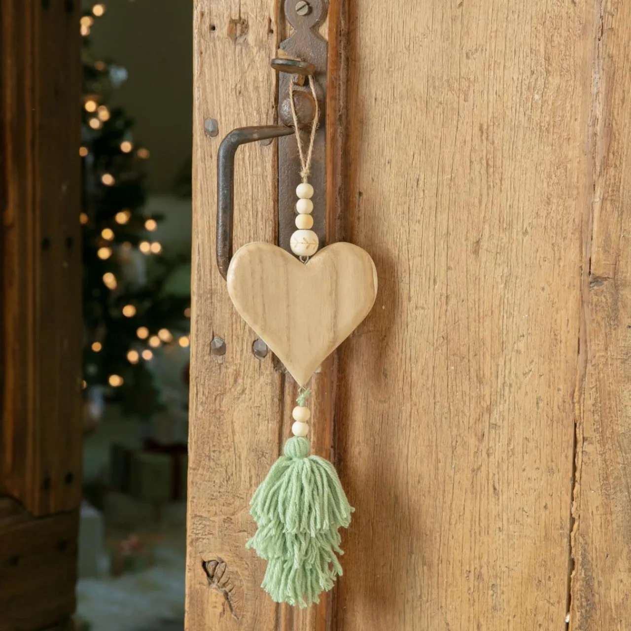 KAEMINGK Suspension de Noël en bois (H25 cm) Coeur en bois matcha Vert New