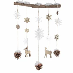 KAEMINGK Suspension de Noël en bois (H75 cm) Floconet enneigé Naturel Best