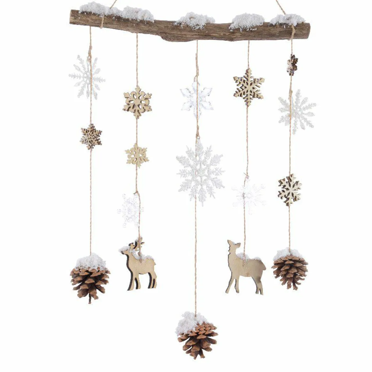 KAEMINGK Suspension de Noël en bois (H75 cm) Floconet enneigé Naturel Best