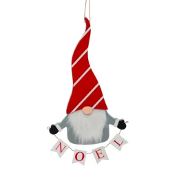 JJA Suspension de Noël en bois (H32 cm) Lutin joyeux Noël en Gris Sale