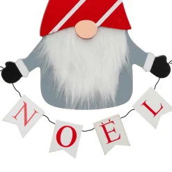 JJA Suspension de Noël en bois (H32 cm) Lutin joyeux Noël en Gris Sale