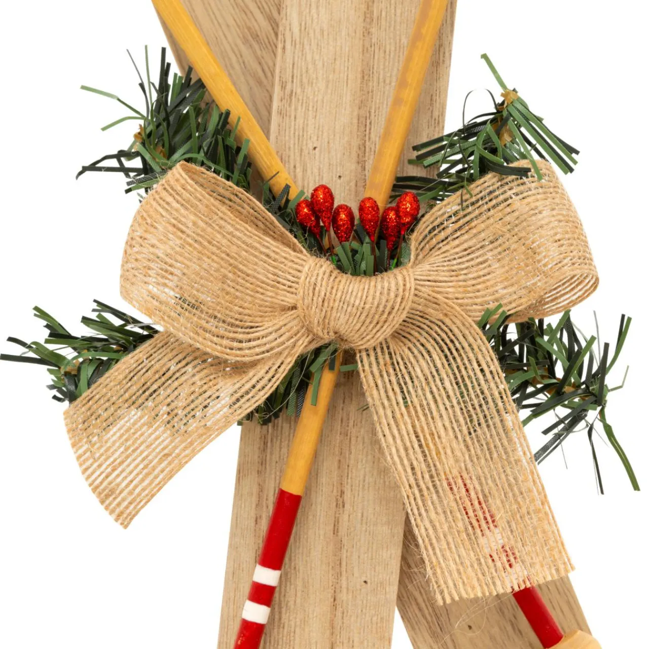 JJA Suspension de Noël en bois (H45 cm) Paire de ski Naturel Hot