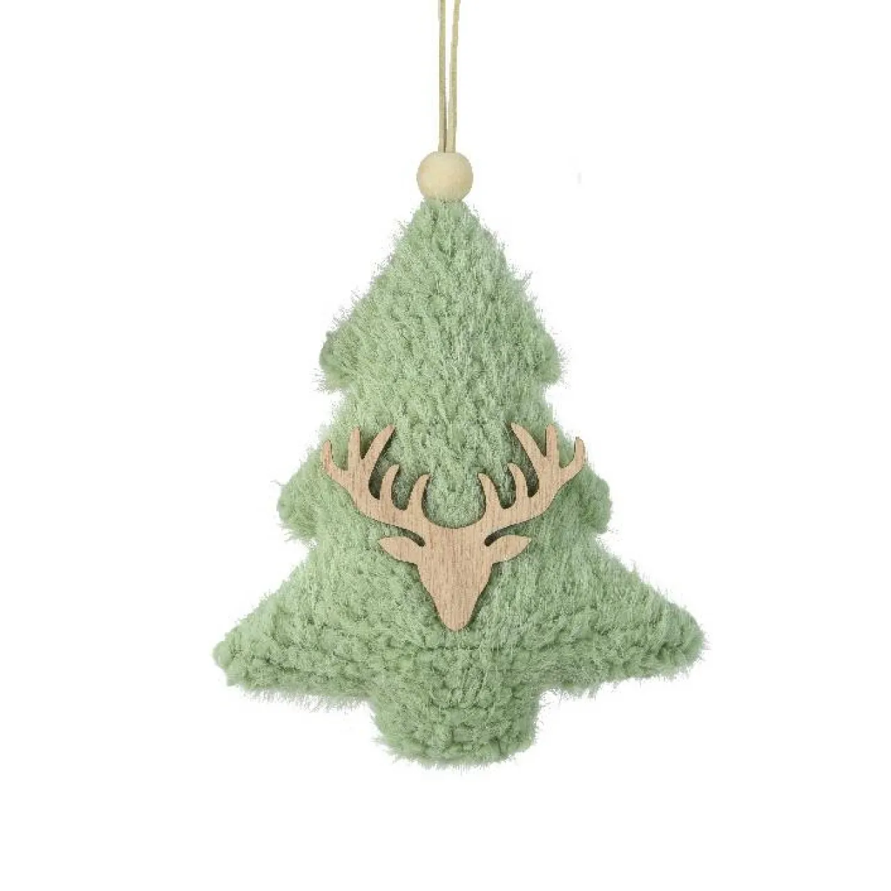 KAEMINGK Suspension de Noël en bois (H15 cm) Sapin fourrure Vert menthe