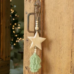 KAEMINGK Suspension de Noël en bois (H25 cm) Étoile en bois Vert New