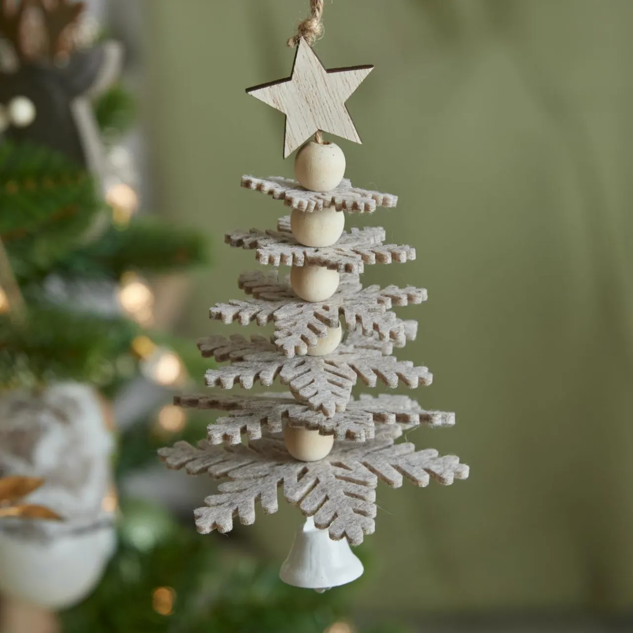 KAEMINGK Suspension de Noël en feutrine (H17 cm) Sapin enchanté Gris Discount