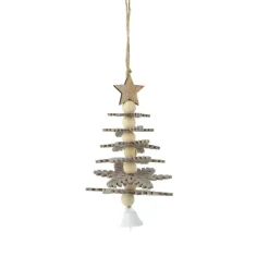 KAEMINGK Suspension de Noël en feutrine (H17 cm) Sapin enchanté Gris Discount