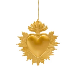 JJA Suspension de Noël en métal (H14 cm) Cœur Exvoto Dé Or New