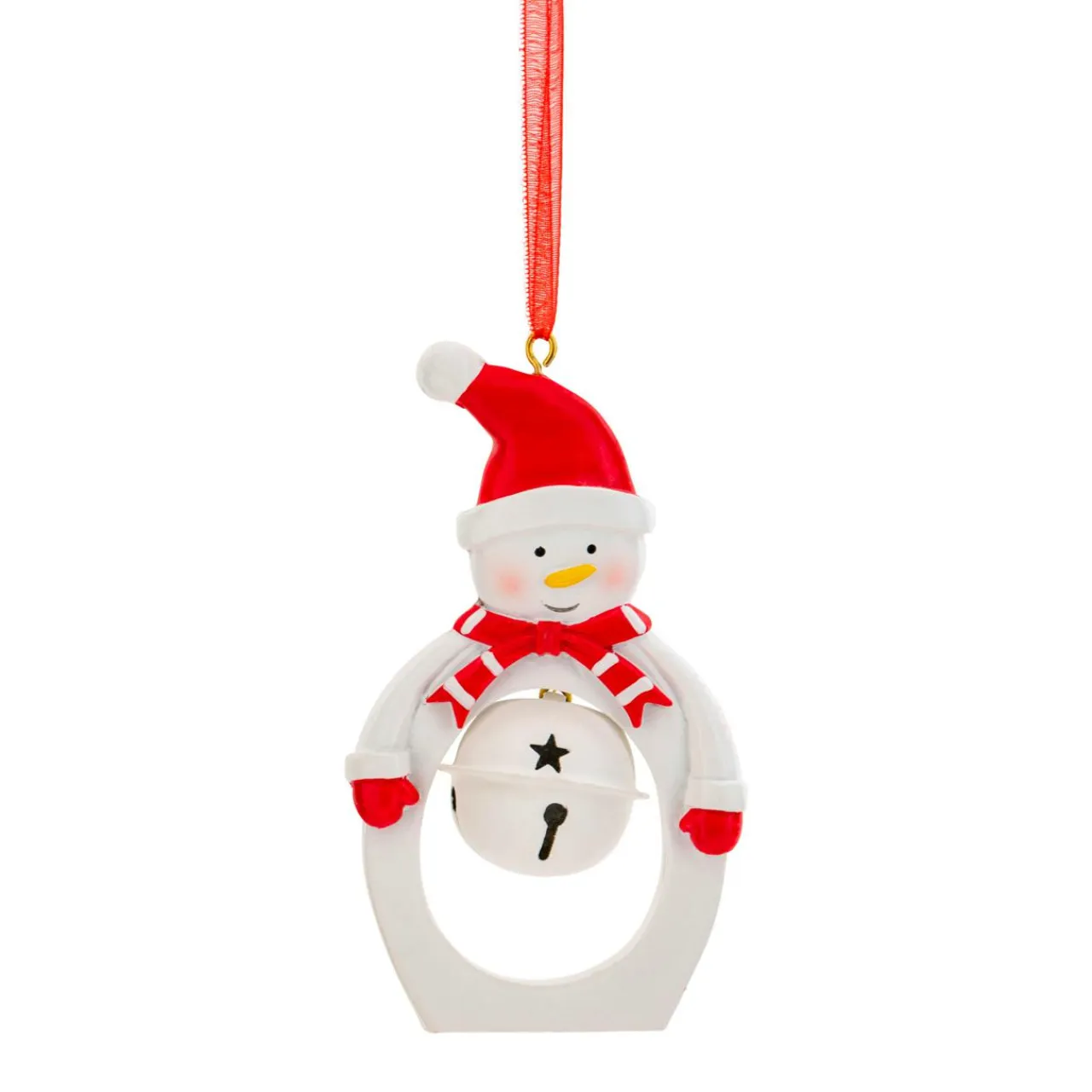 JJA Suspension de Noël en métal (H10 cm) Cloche et bonhomme de neige Blanc Sale