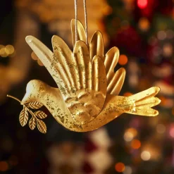 KAEMINGK Suspension de Noël en métal (H9 cm) Pigeon lumière Or New
