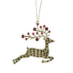KAEMINGK Suspension de Noël en métal (H9 cm) Renne et strass Dé Or