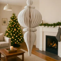 KAEMINGK Suspension de Noël en papier (H80 cm) fermeture Magnétique Blanc Best