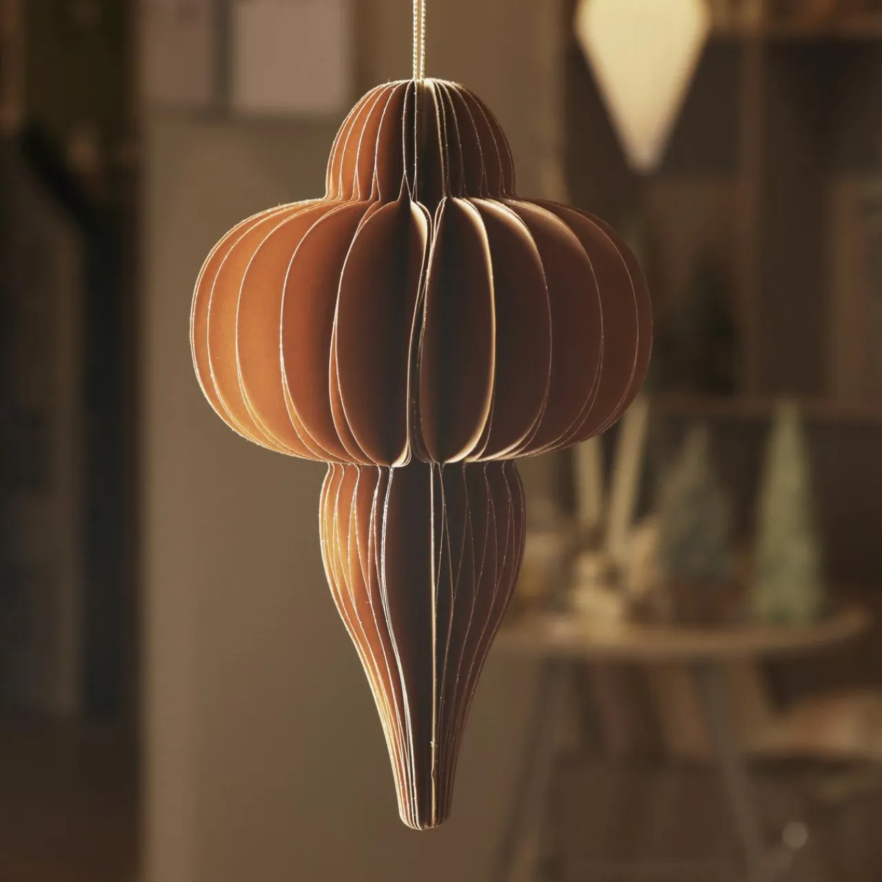 KAEMINGK Suspension de Noël en papier (H20 cm) fermeture Magnétique Brun café Marron Hot