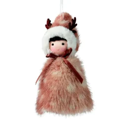 KAEMINGK Suspension de Noël en polyester (H15 cm) Esquimau en fourrure clair Marron Clearance