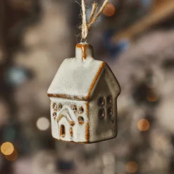 KAEMINGK Suspension de Noël en porcelaine (H7 cm) Maison douce Beige Hot
