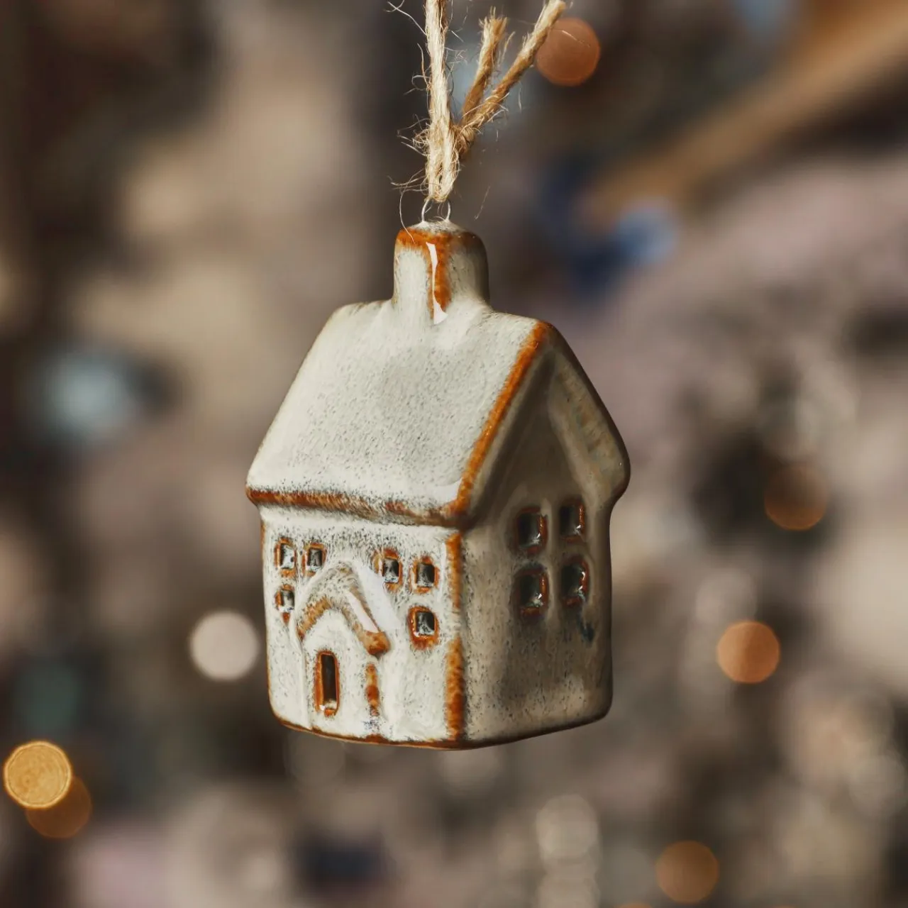KAEMINGK Suspension de Noël en porcelaine (H7 cm) Maison douce Beige Hot