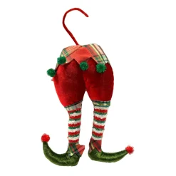 CHRISTMAS DREAM Suspension de Noël en tissu (H20 cm) Jambes de lutin farceur Multicolore New