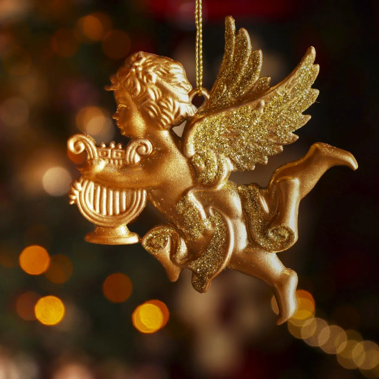 KAEMINGK Suspension de Noël (H9 cm) Ange gardien pailleté Or Clearance