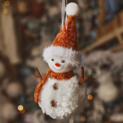 KAEMINGK Suspension de Noël (H13 cm) Bonhomme de neige Glacy Camel New
