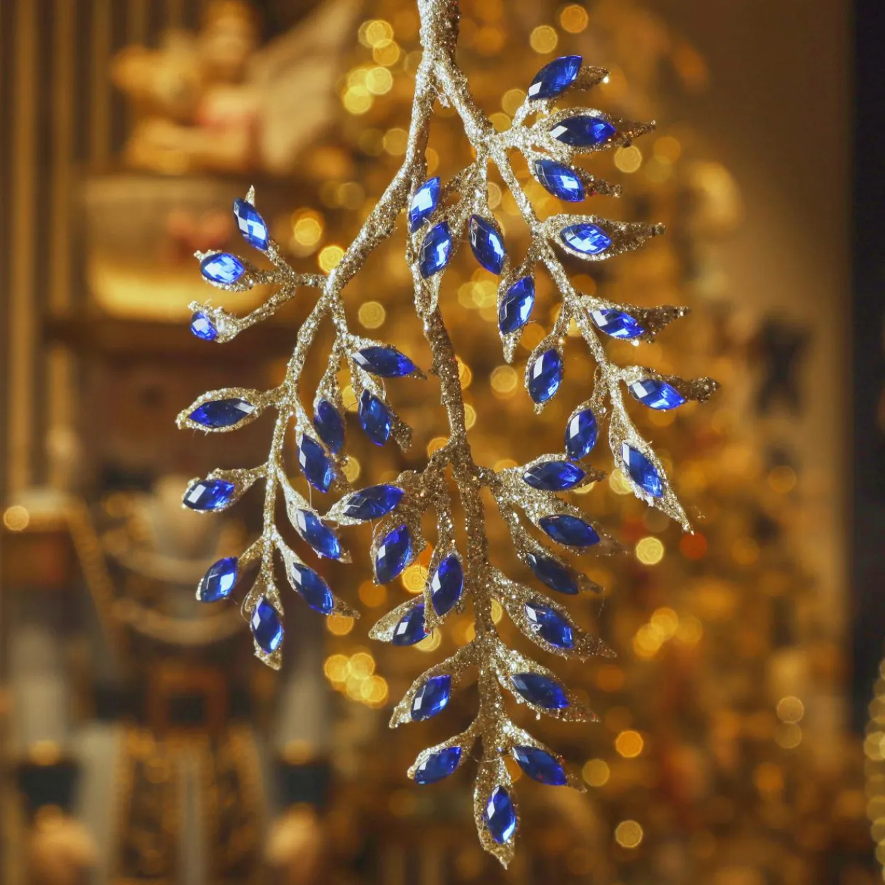 KAEMINGK Suspension de Noël (H24 cm) Branche diamant Bleu nuit Outlet