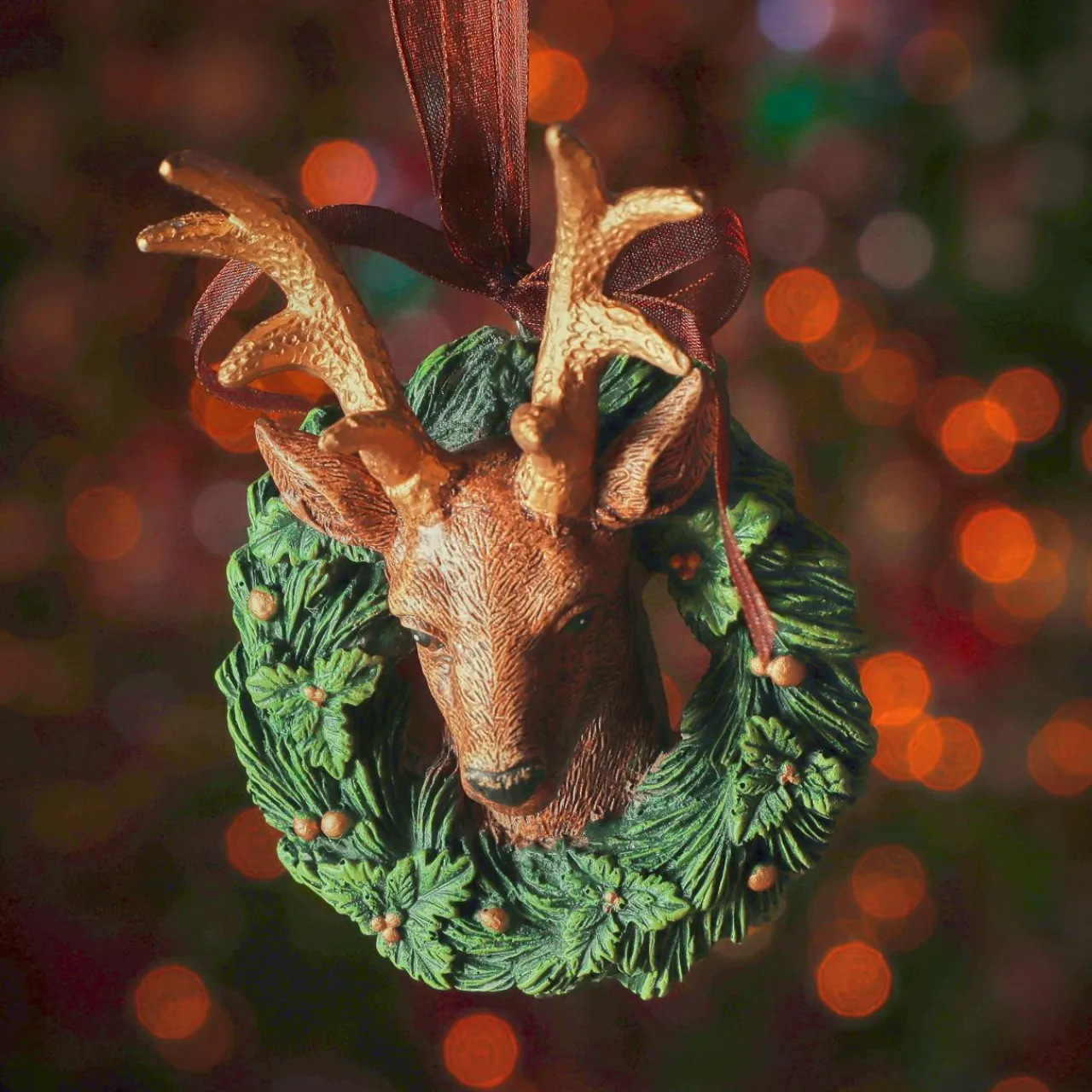 KAEMINGK Suspension de Noël (H10 cm) Cerf Royal Doré Marron Discount