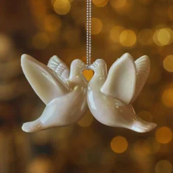 KAEMINGK Suspension de Noël (H6 cm) Oiseau des neiges nacré Blanc
