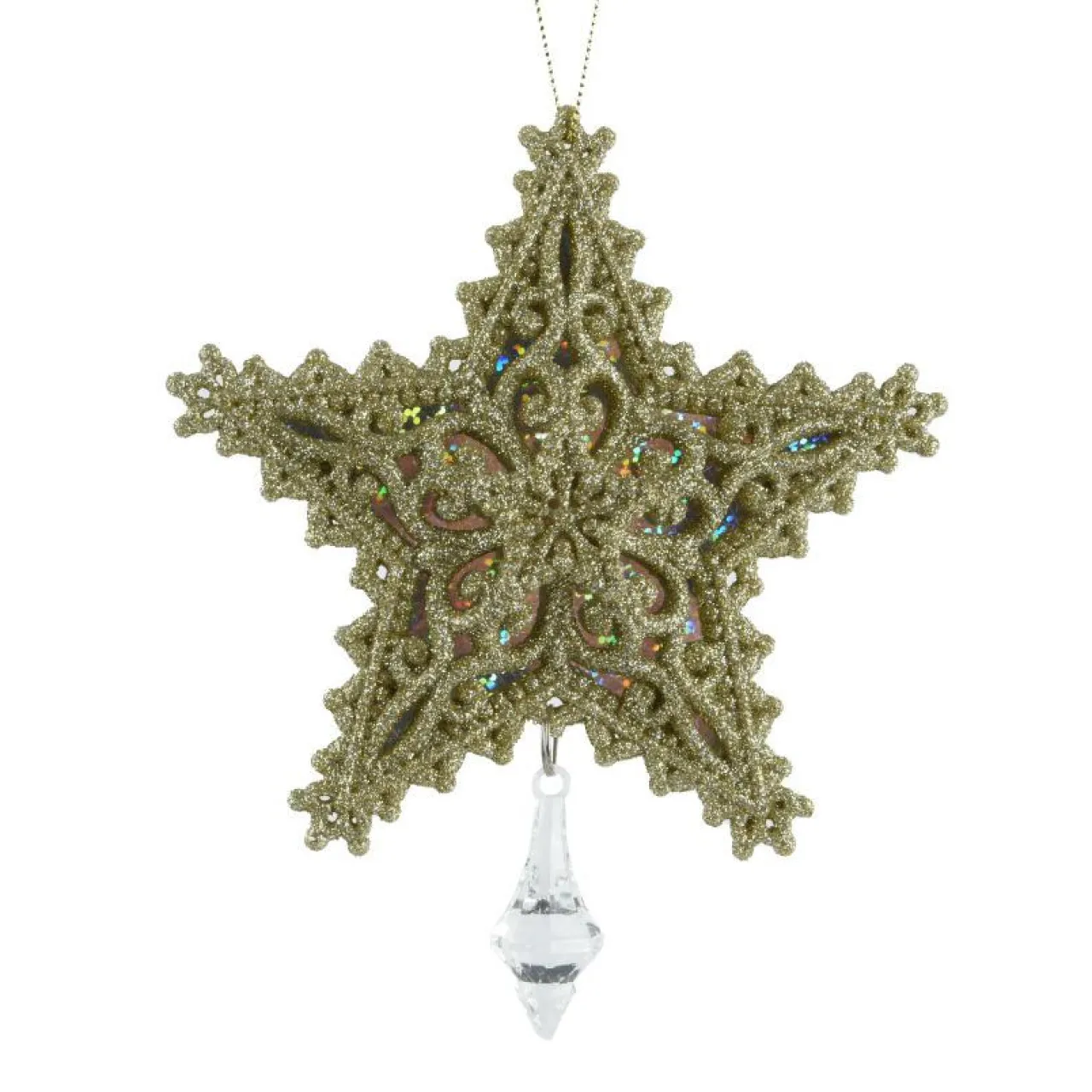 KAEMINGK Suspension de Noël (H13 cm) Étoile de Rêve Dé pailleté Or Clearance