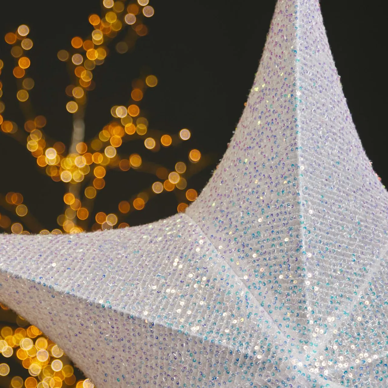 KAEMINGK Suspension géante (D135 cm) Étoile de Noël Christmas pailleté Irisé Blanc irisé Best