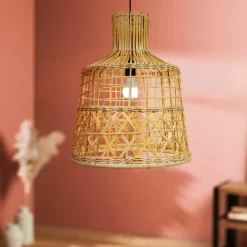 EMINZA Suspension lumineuse ajourée en bambou (H50 cm) Pampelune Naturel Clearance