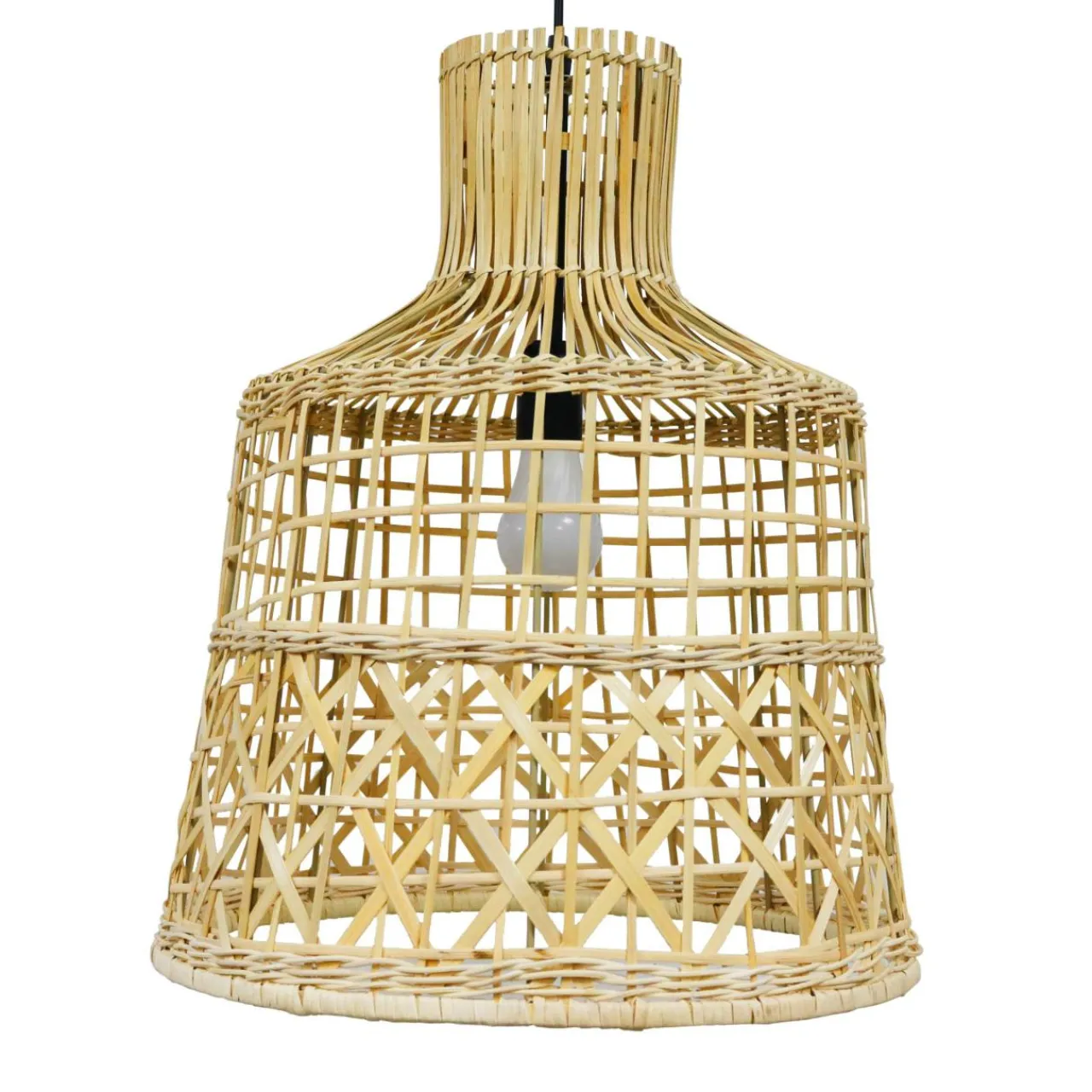 EMINZA Suspension lumineuse ajourée en bambou (H50 cm) Pampelune Naturel Clearance