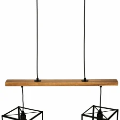 ATMOSPHERA Suspension lumineuse bois acacia (L70 x H120 cm) Edena Noir Discount