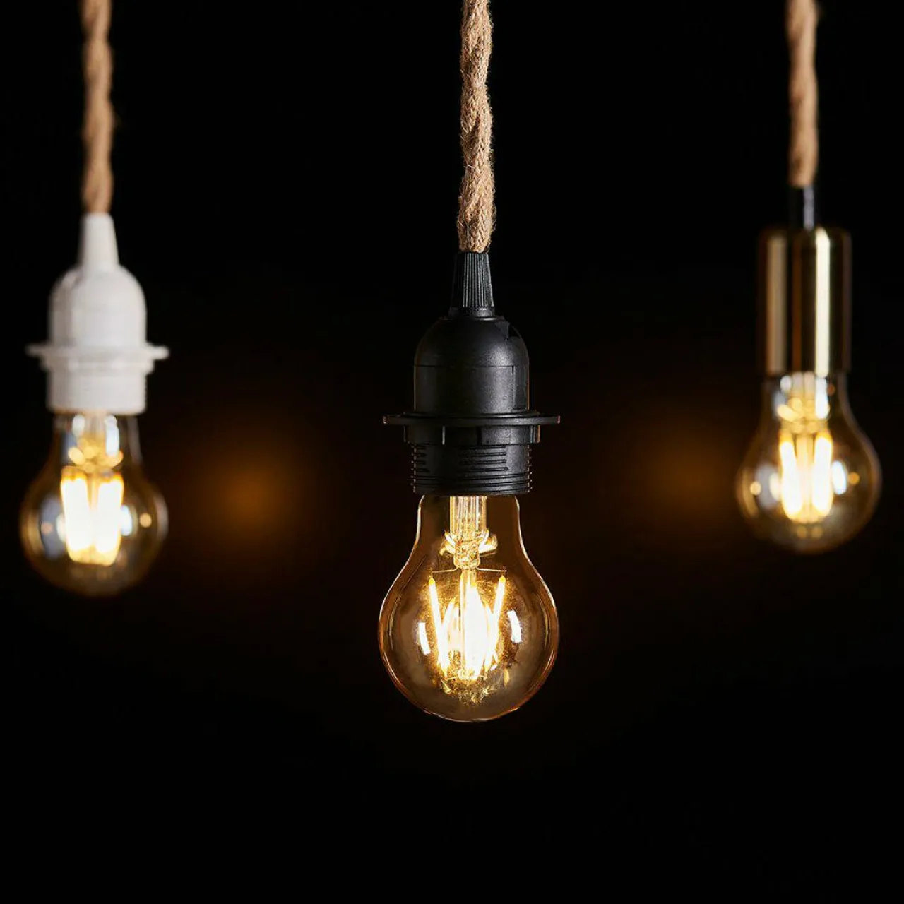 OSTARIA Suspension lumineuse chanvre (H90 cm) Corde Naturel et Noir Hot
