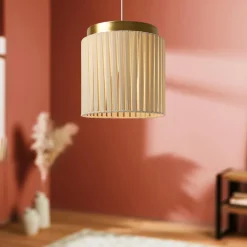 OSTARIA Suspension lumineuse coton et métal (D28 cm) Khéops Or Outlet