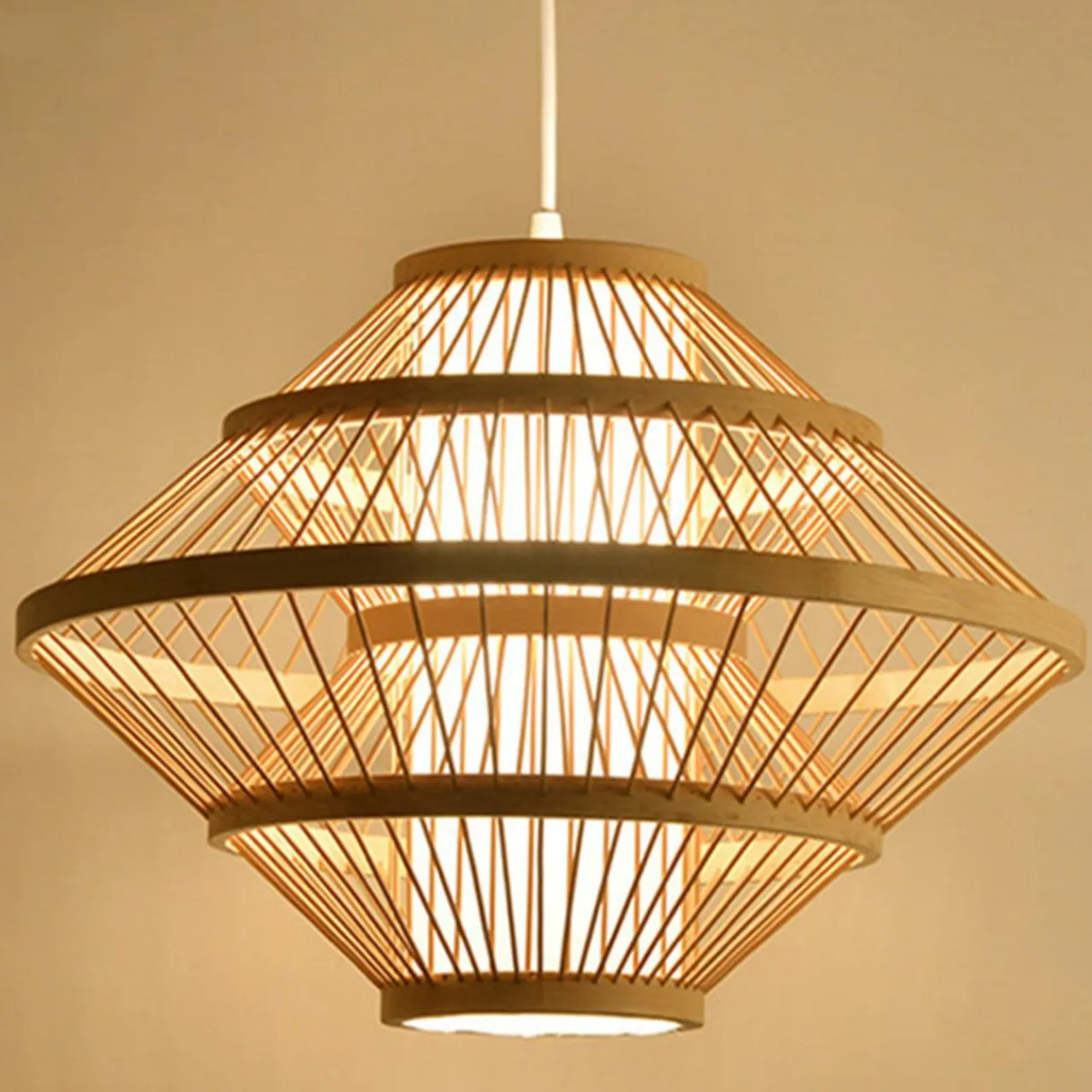 EMINZA Suspension lumineuse design en bambou (D50 cm) Marbella Naturel Hot